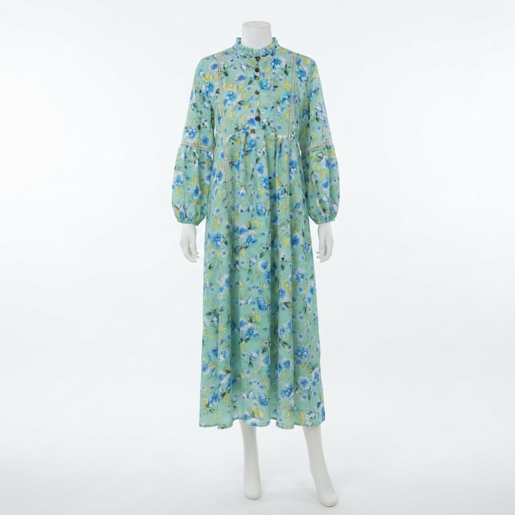 Floral Print Maxi Dress (A-215)