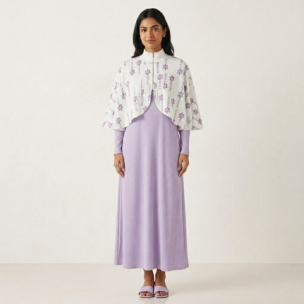 Elegant High-Neck Cape & Maxi Set (VG1690)