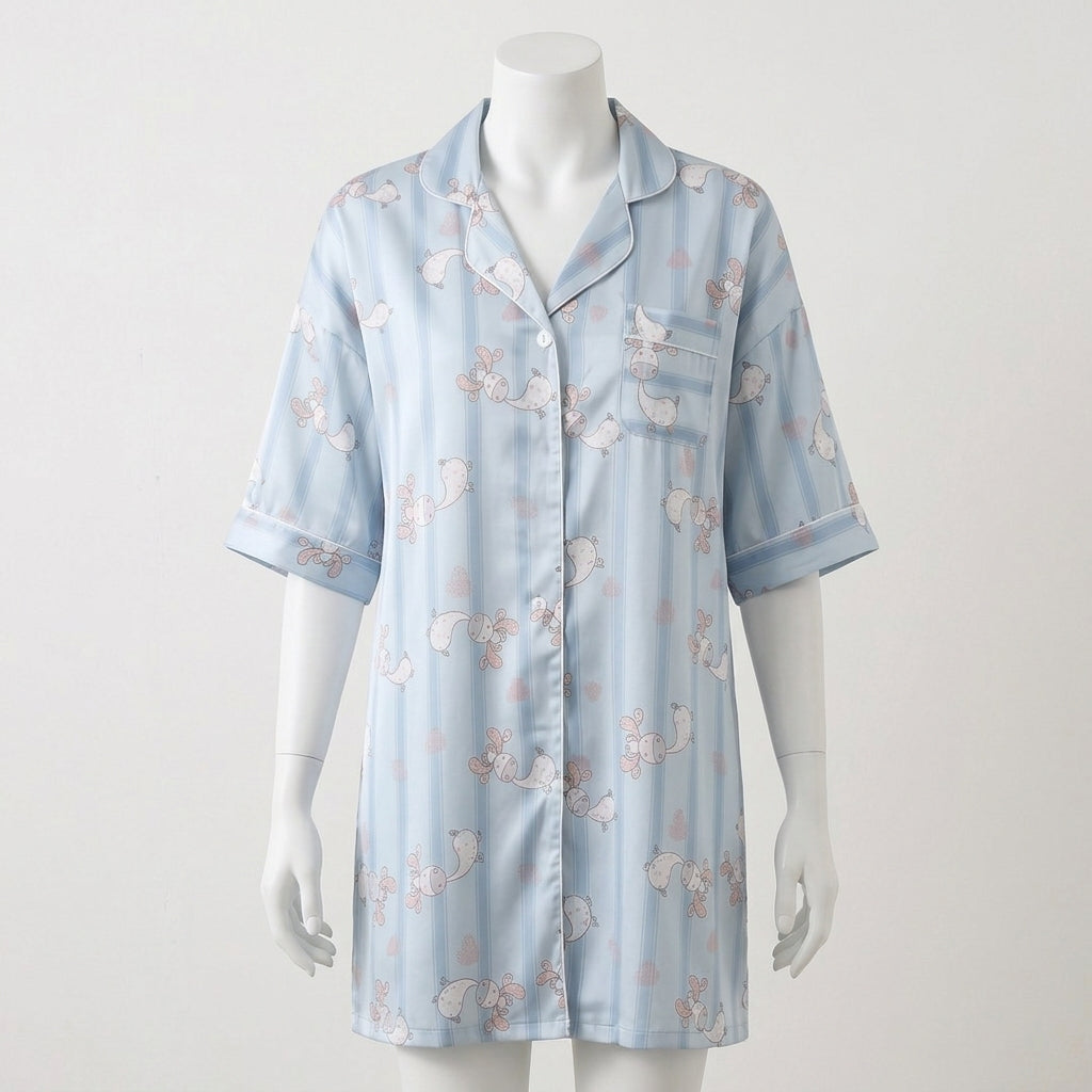 Powder Blue Giraffe Print Night Shirt