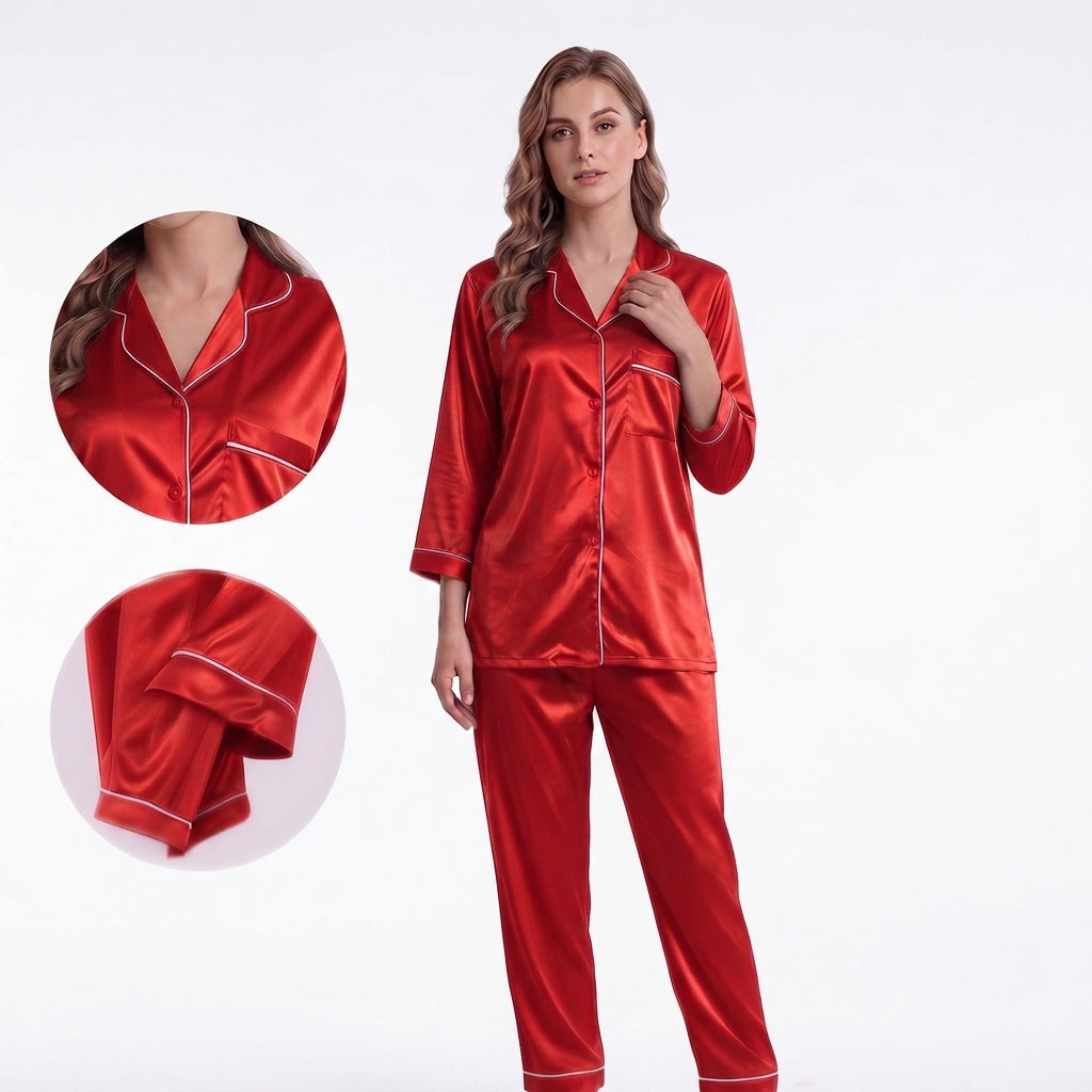 Classic Tailored Satin Pajama Set