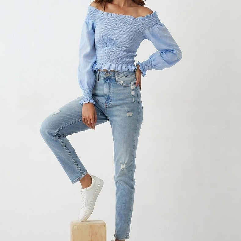 Elasticated Bardot Top (805)