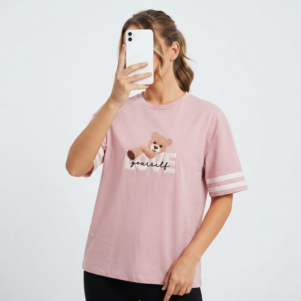 Teddy Bear Slogan T-Shirt (LC-267)