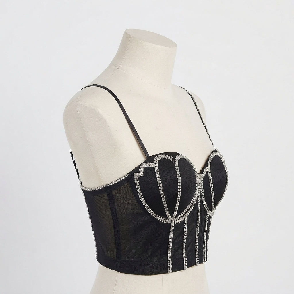 Rhinestone Paneled Cami Corset (9917)