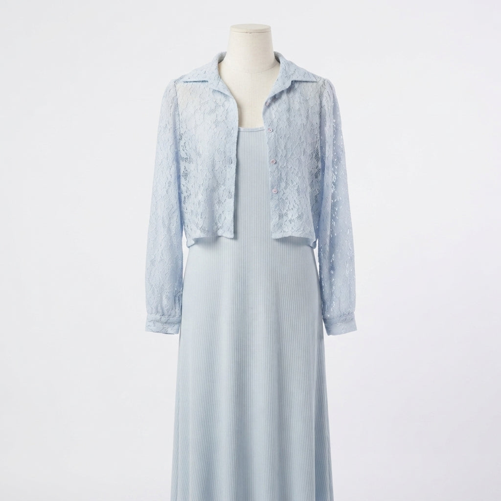Long-Sleeve Lace Shrug and Dress Combo (A-249)