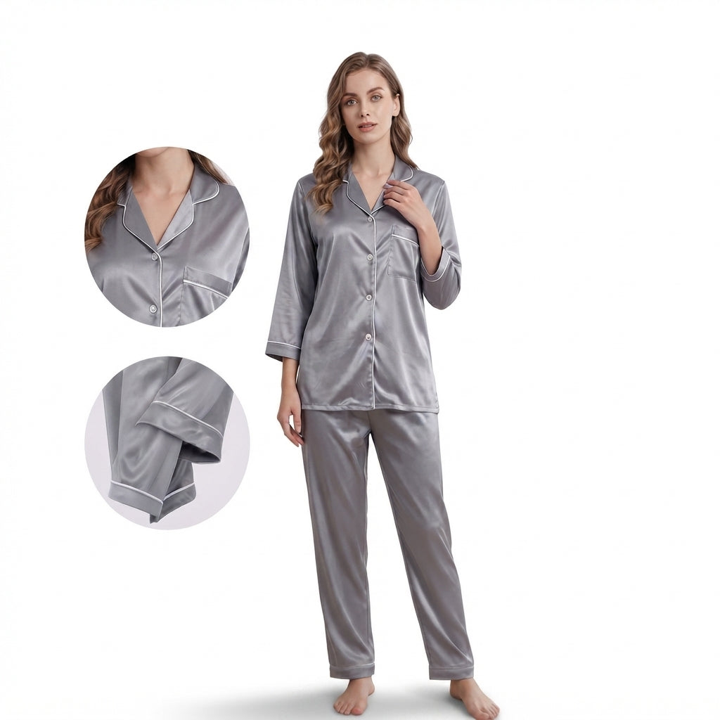 Classic Tailored Satin Pajama Set