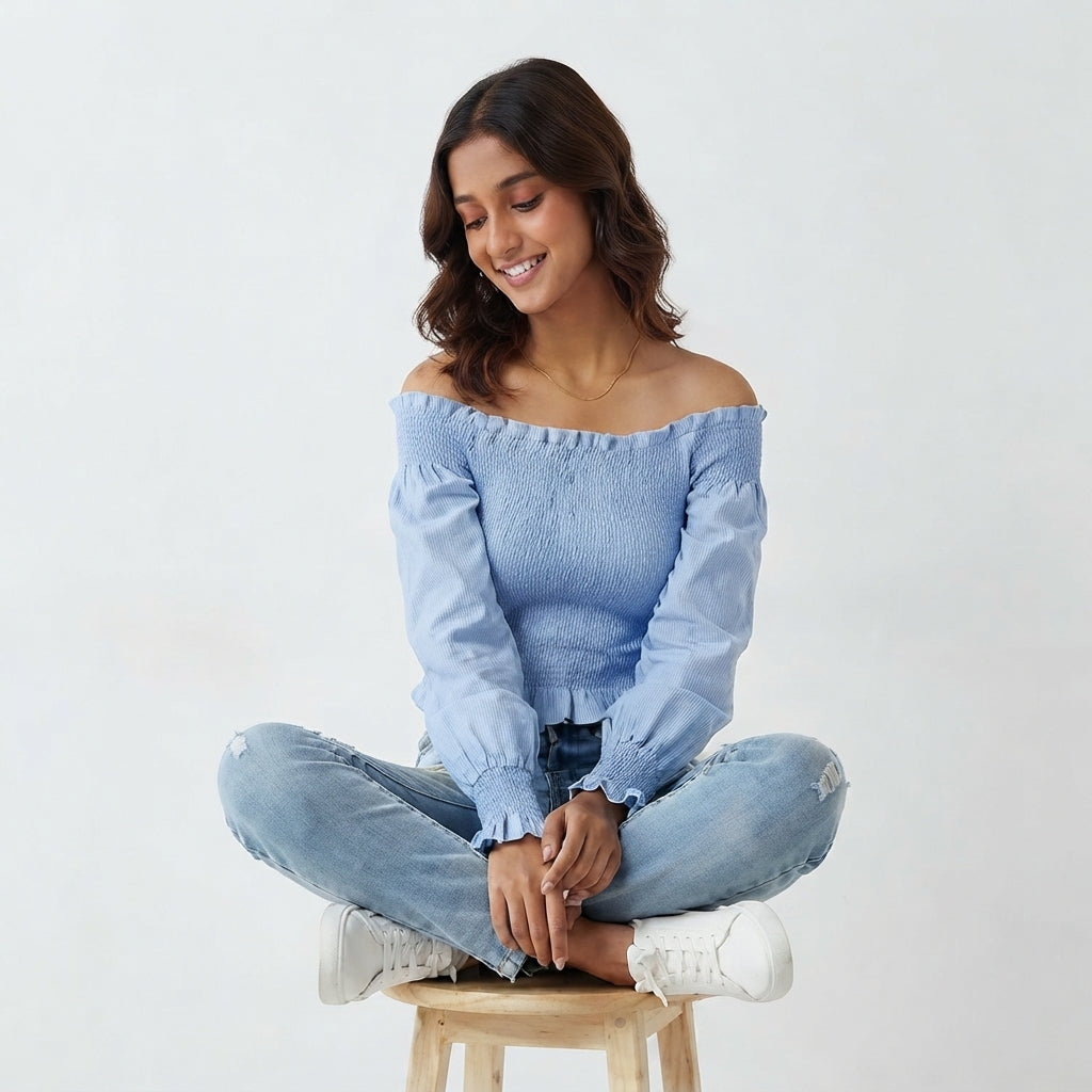 Elasticated Bardot Top (805)
