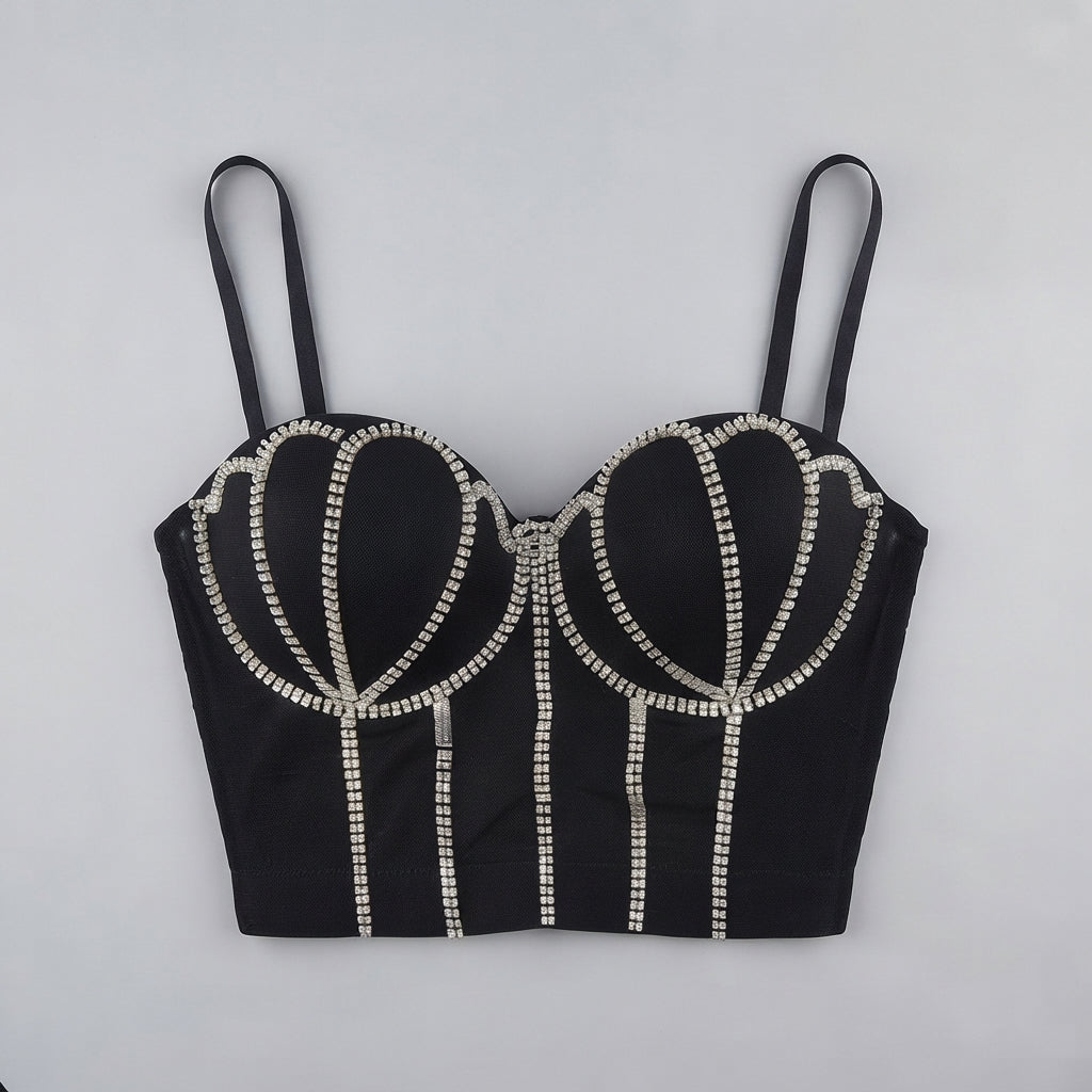Rhinestone Paneled Cami Corset (9917)