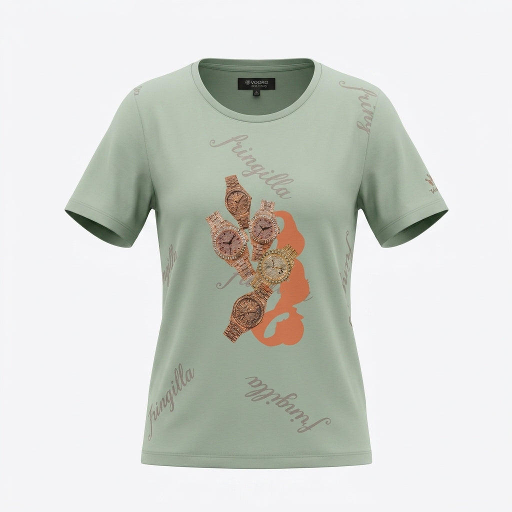 Graphic Print Crewneck Top (509)