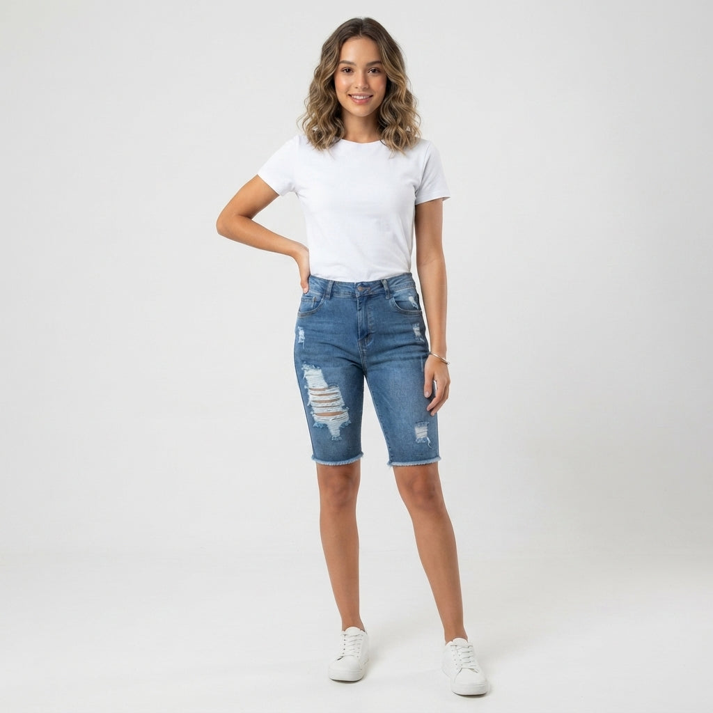 Raw Hem Denim Shorts