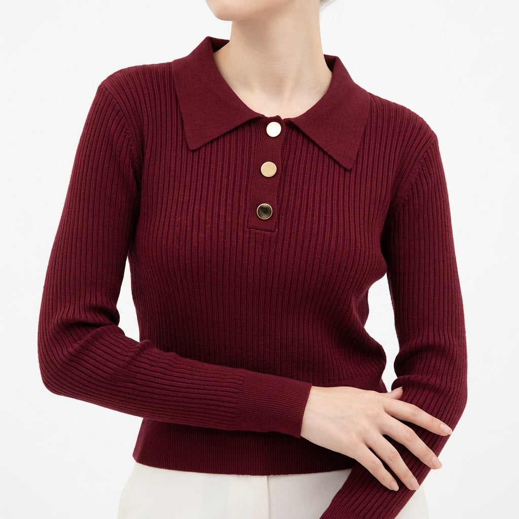 Buttoned Polo Knit (S-159)