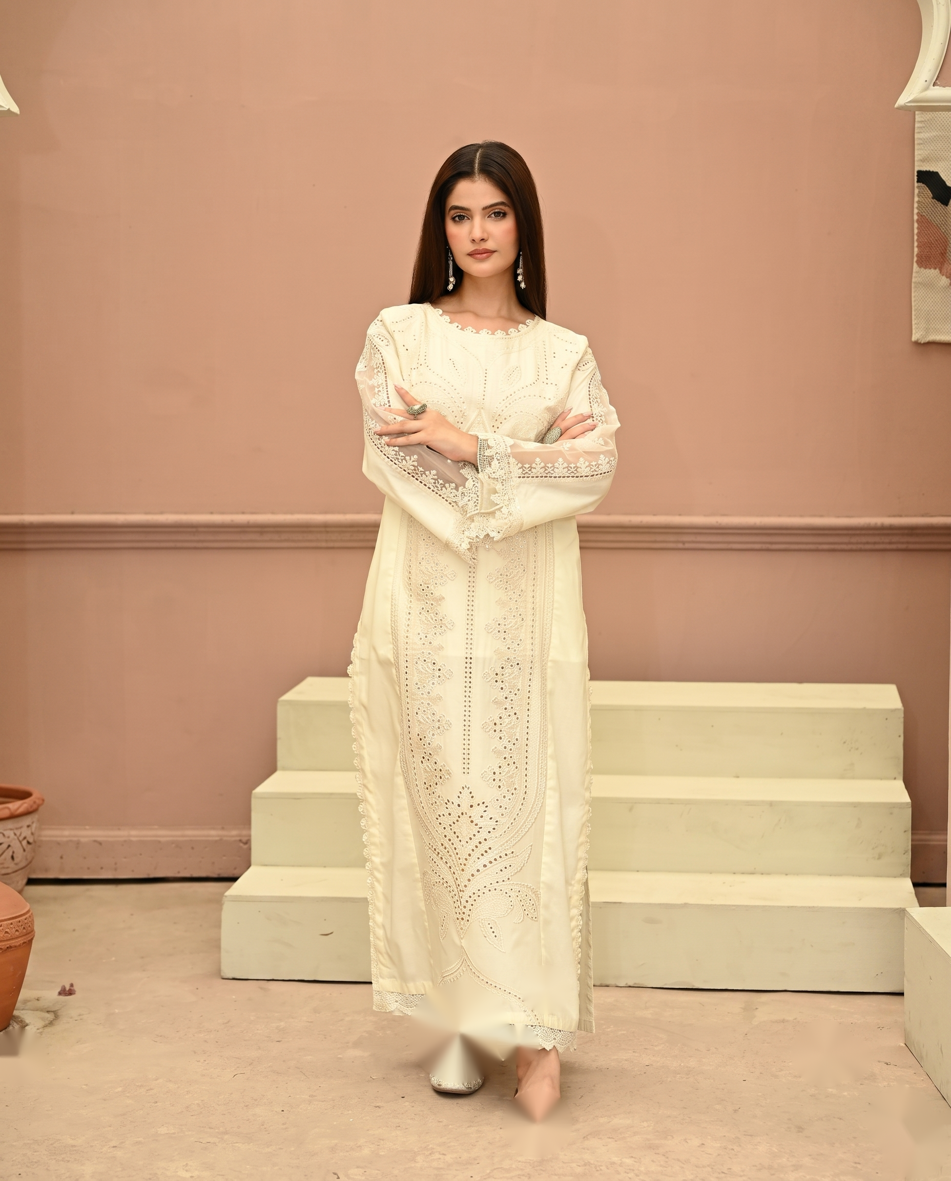 Ivory Elegance Embroidered 3-Piece Set