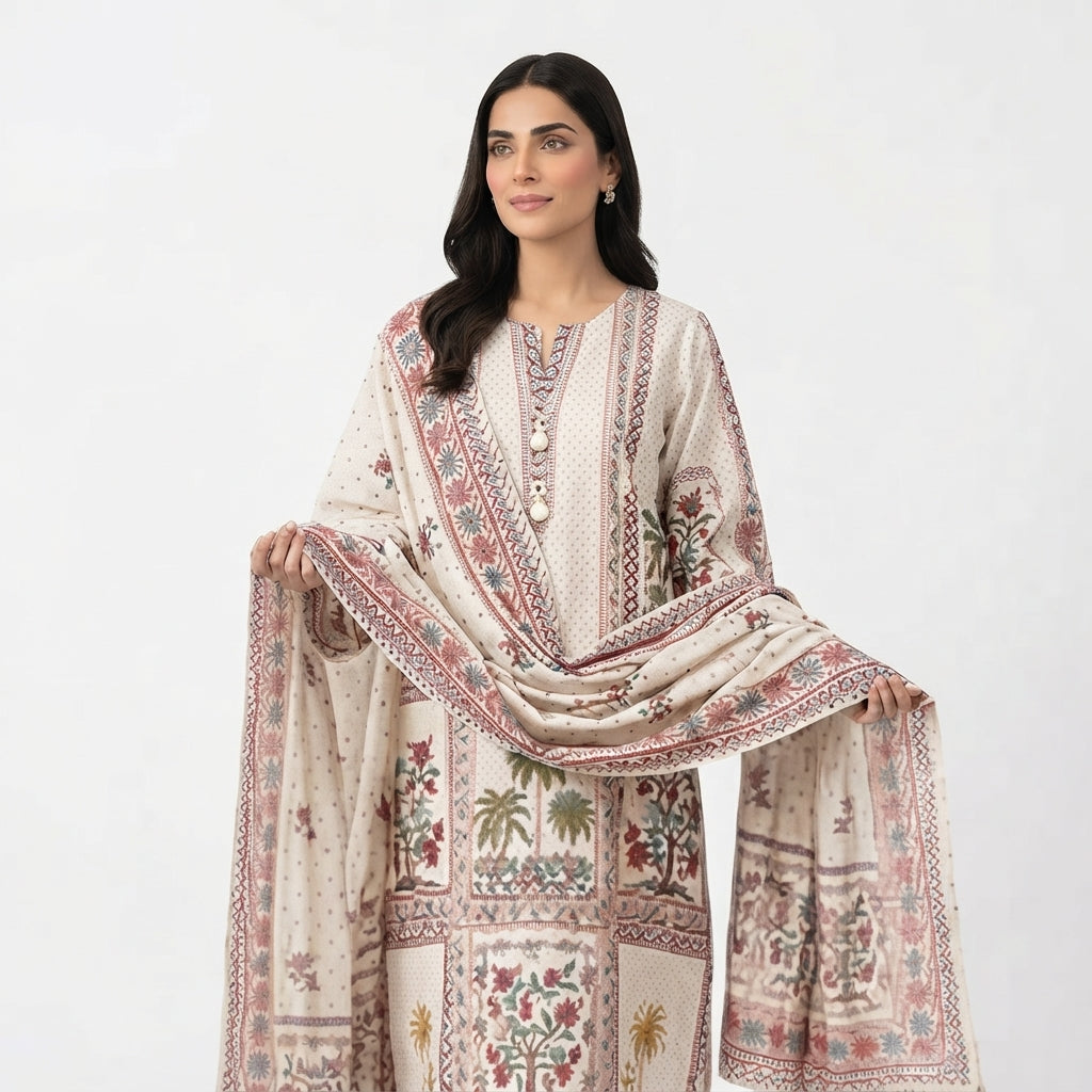 Printed Embroidered Lawn Suit with Dupatta (BZ-28)