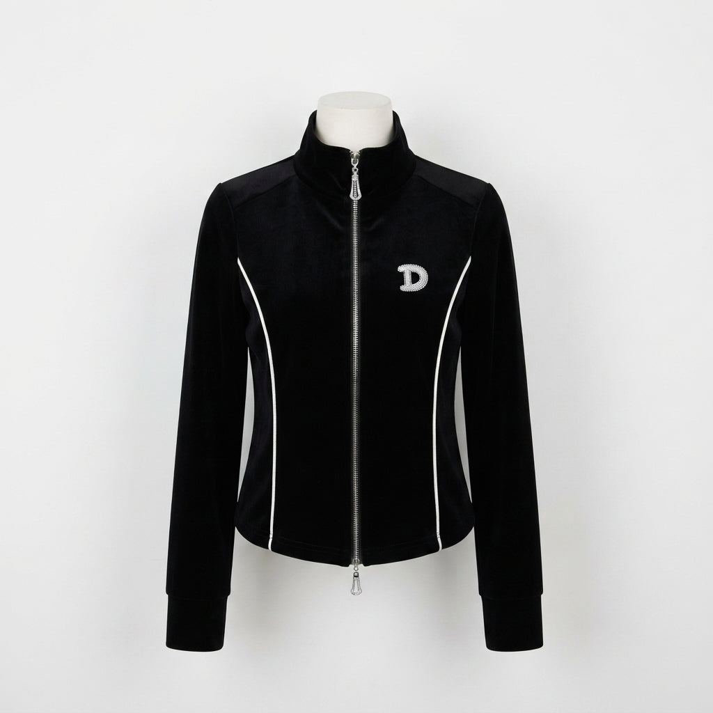 Sleek Black Zip-Up Tracksuit Set (VG-1596)