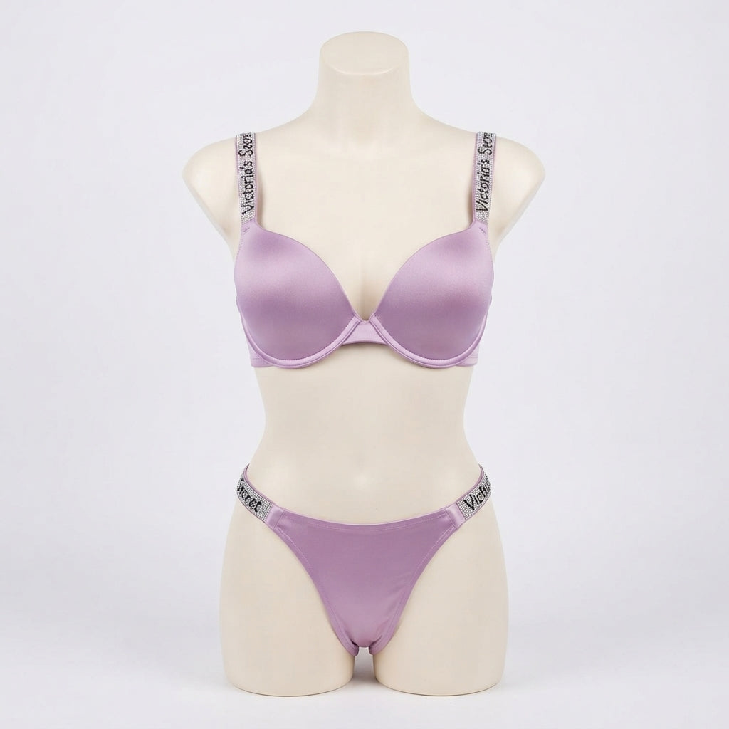 Crystal Logo Band Bra and Panty Set (68-812)