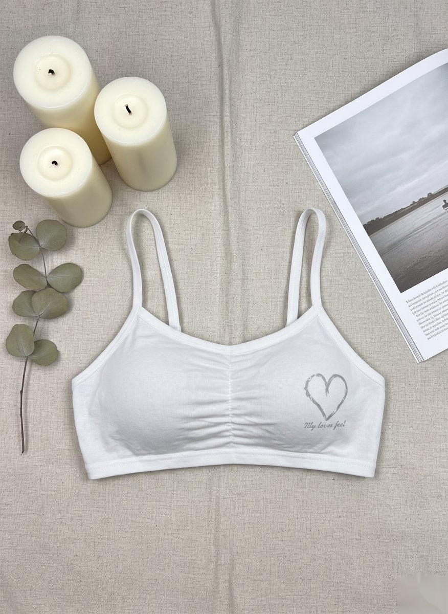 Heart Accent Everyday Bra - White