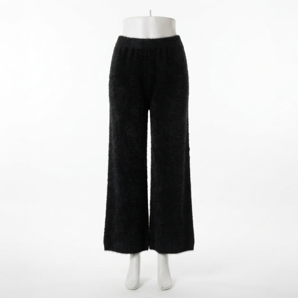 Fluffy Knit Sweater and Trousers Set (690658)