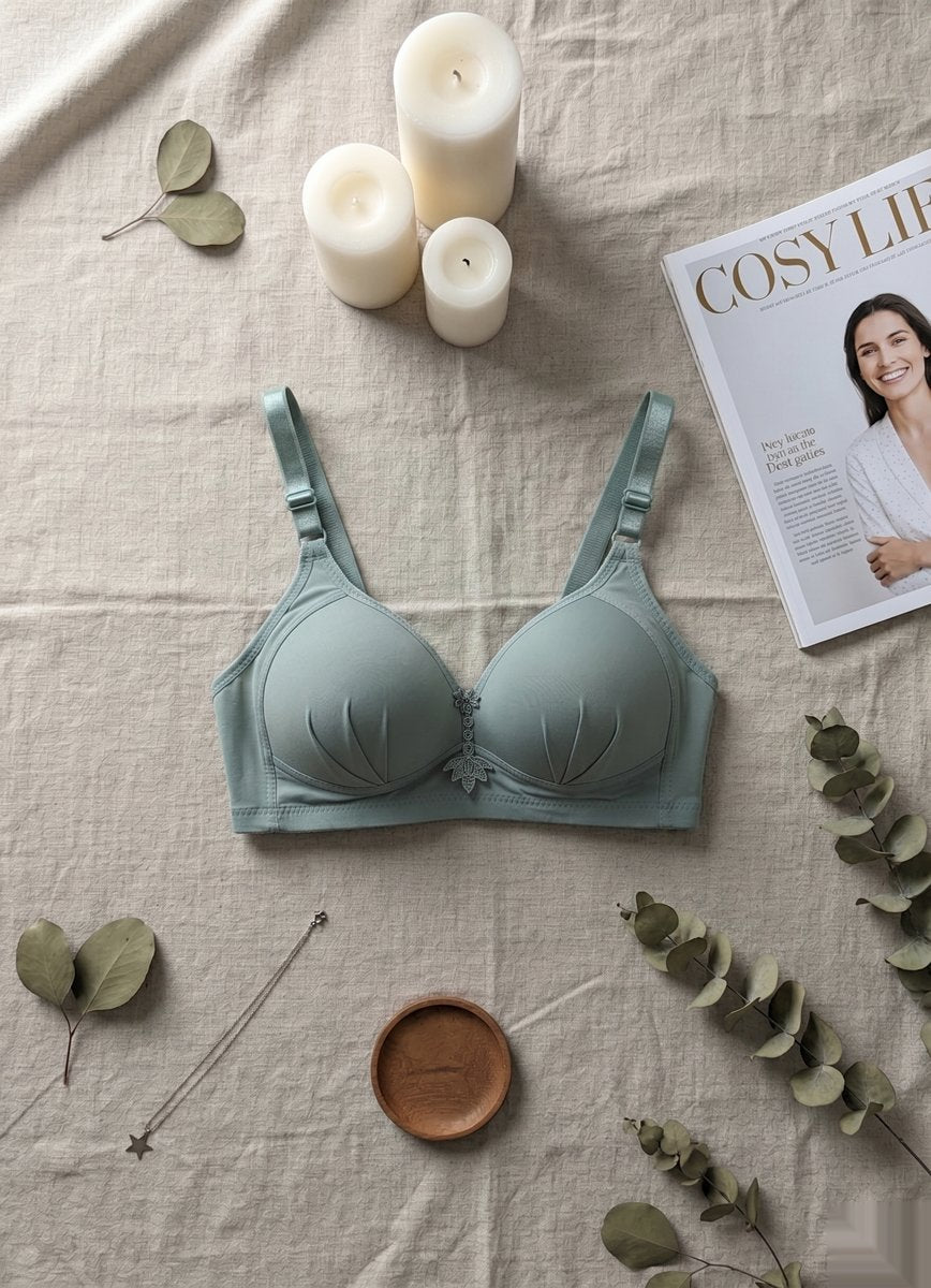 V-Neck Plunge Comfort Bra - Gray