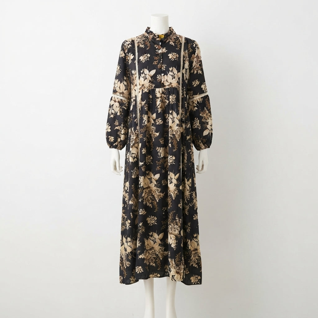 Floral Print Maxi Dress (A-215)