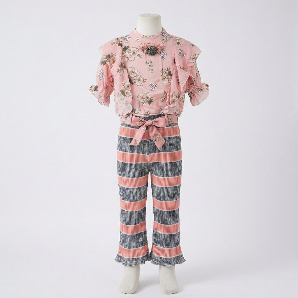 Lace Hem Flare 2-Piece Set for Girls (D2184)
