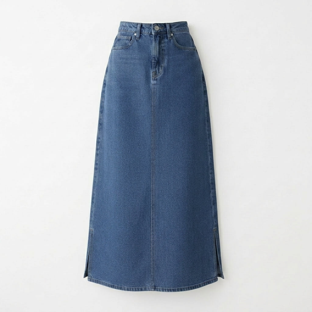 Denim Skirt Side Cut