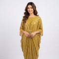 Crystal Brooch Draped Gown (000201)