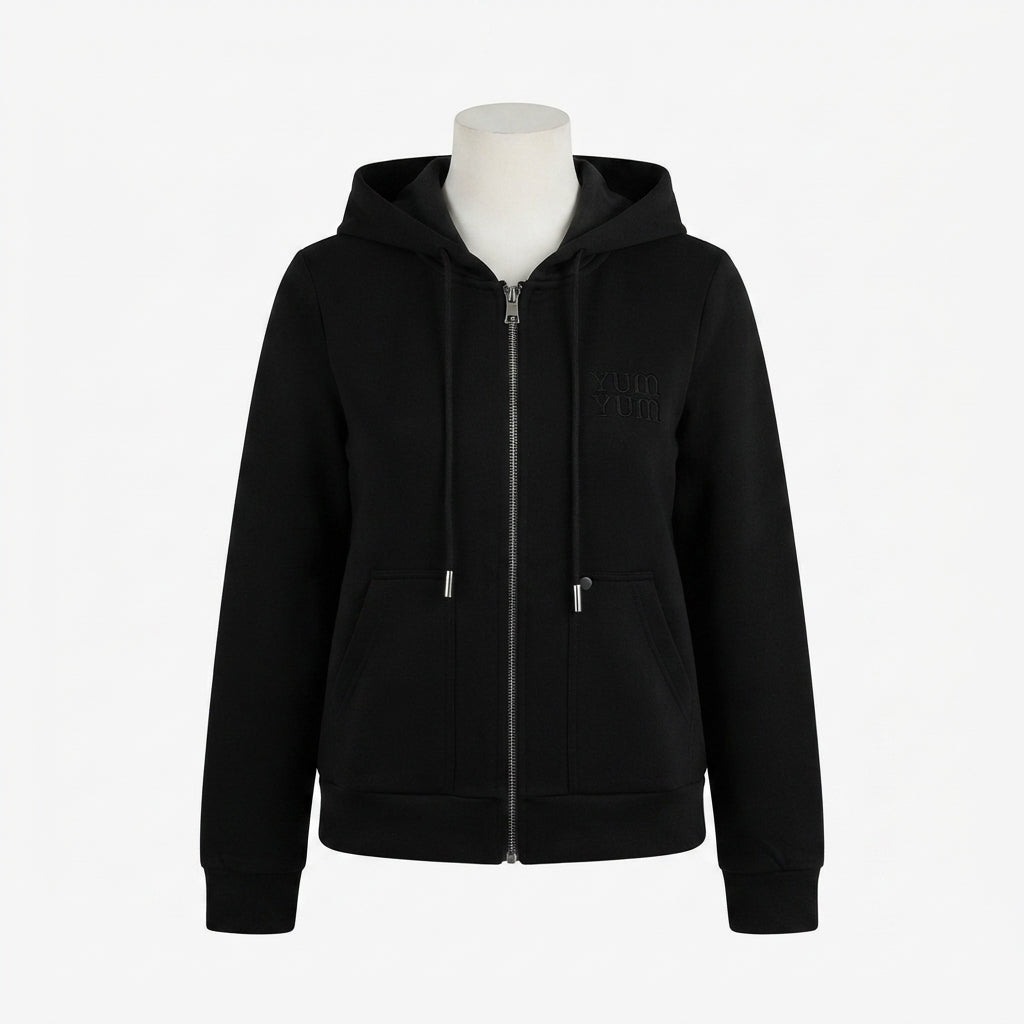 Black Zip-Up Hoodie Tracksuit Set  (VG-1597)
