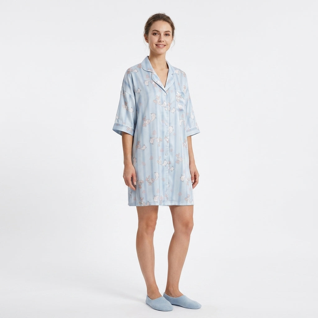 Powder Blue Giraffe Print Night Shirt