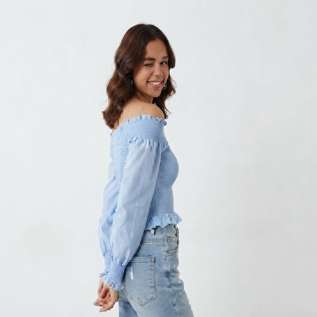 Elasticated Bardot Top (805)
