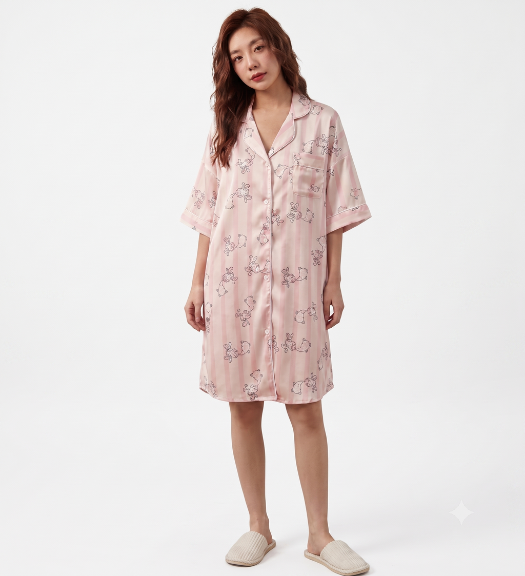 Blush Pink Giraffe Print Night Shirt