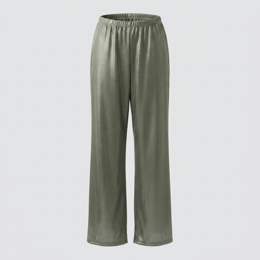 Satin Shimmer Wide-Leg Trousers