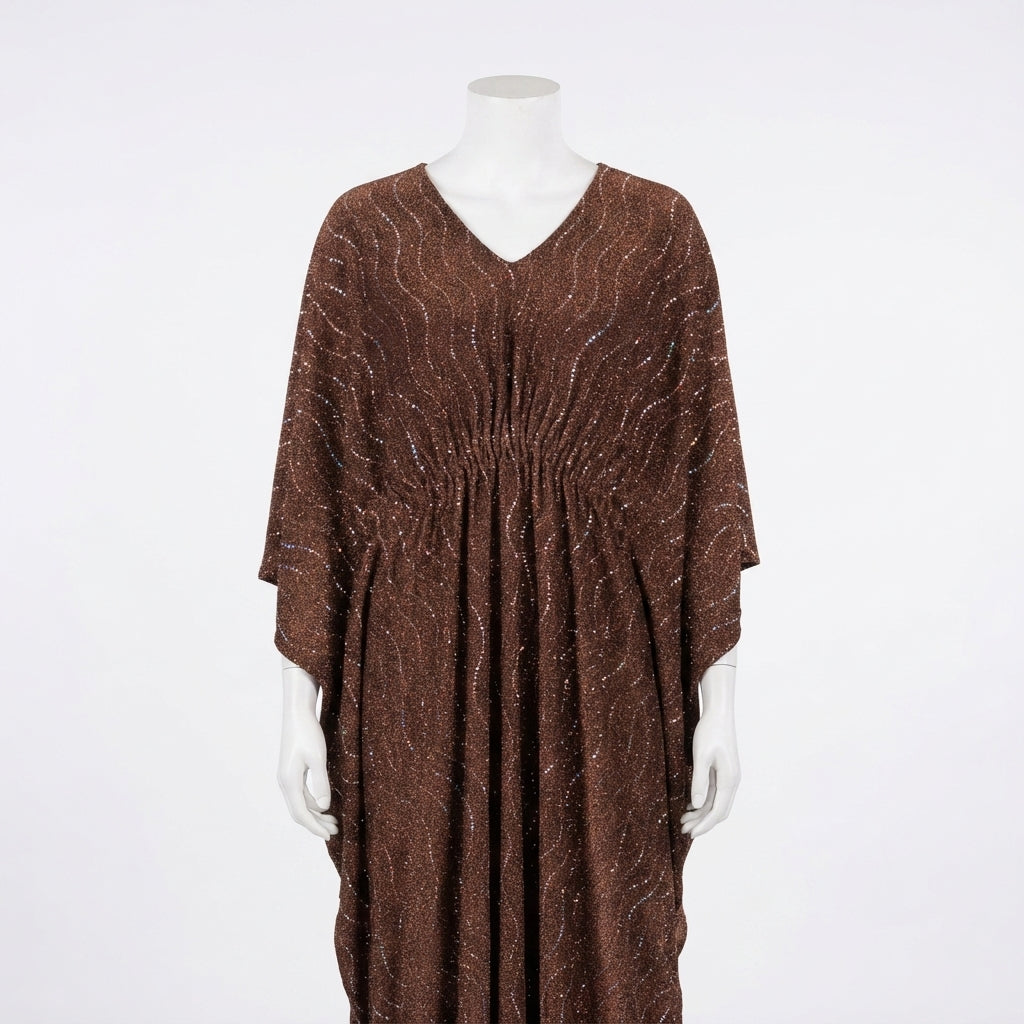 Crystal Brooch Draped Gown (000201)