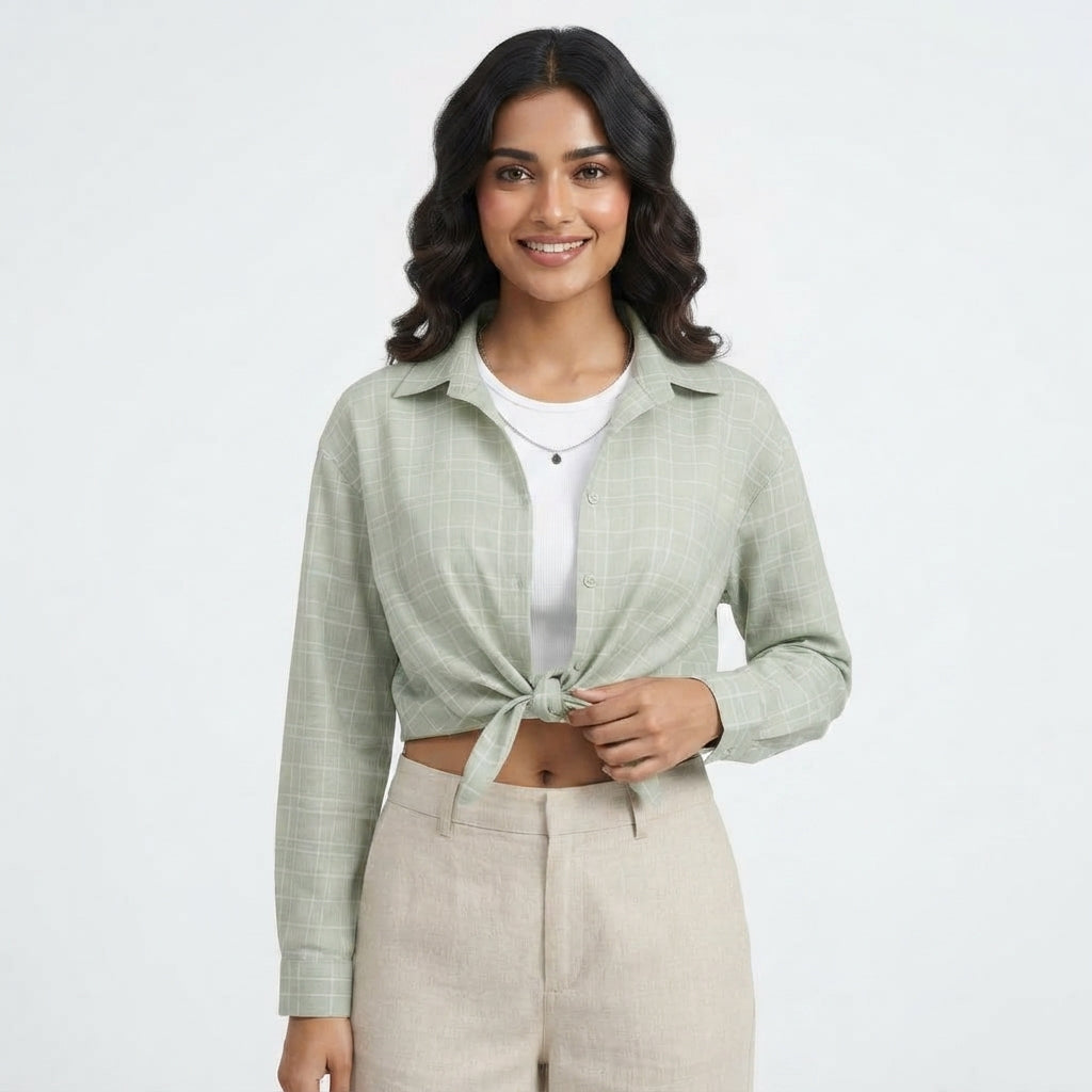 Grid Pattern Crop Top (9606)