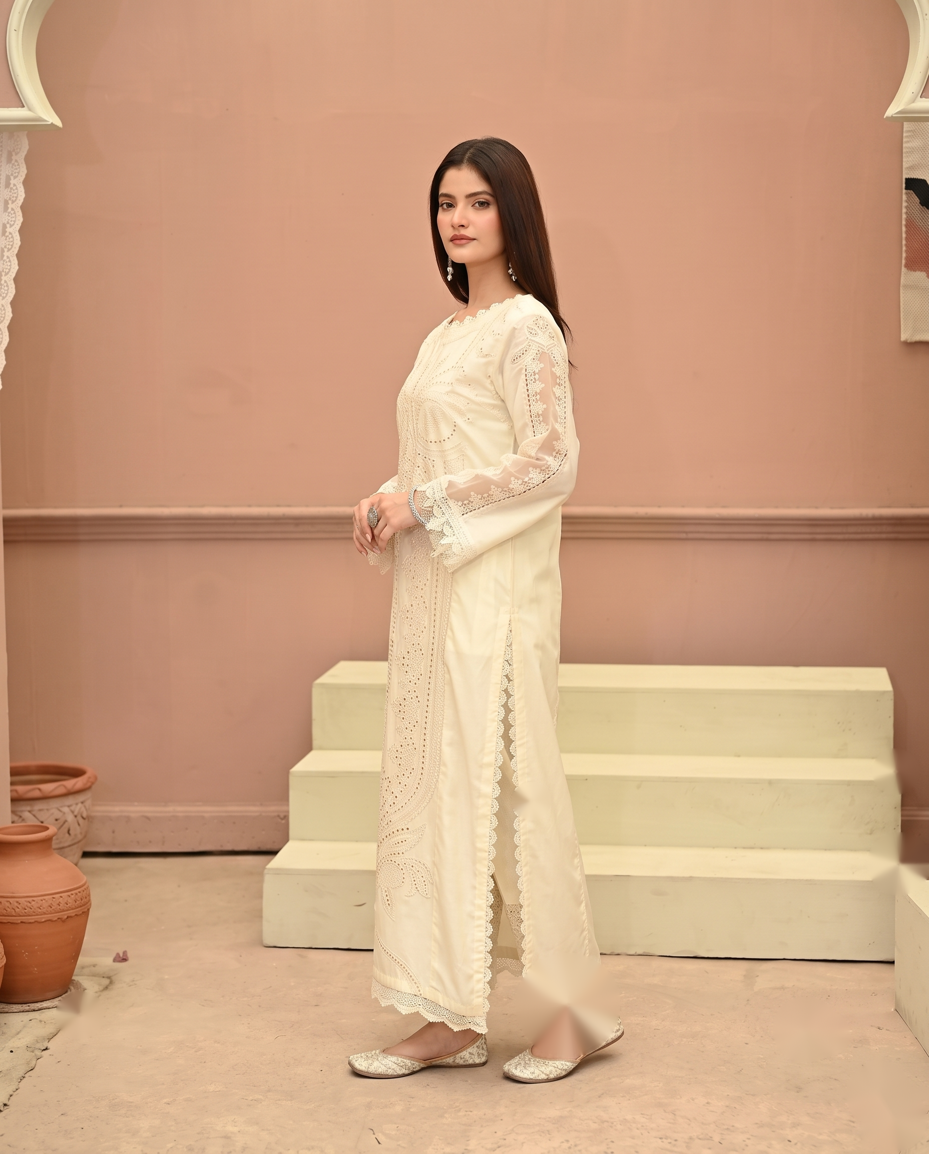 Ivory Elegance Embroidered 3-Piece Set