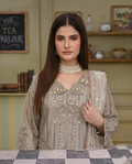 3-Piece Taupe Mist Embroidered Tunic Set