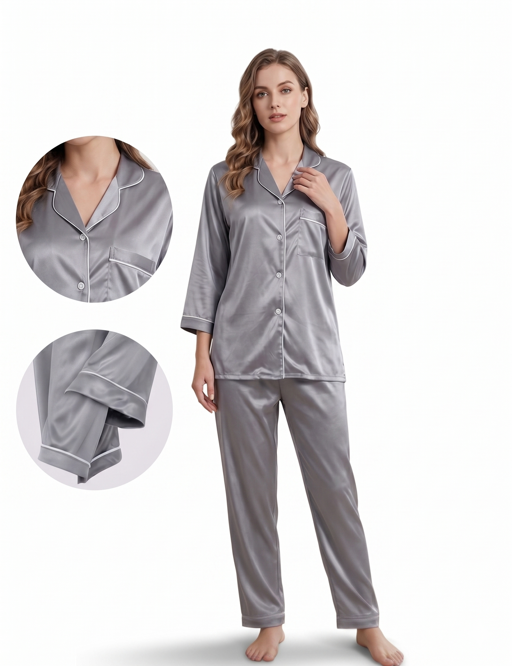 Classic Tailored Satin Pajama Set