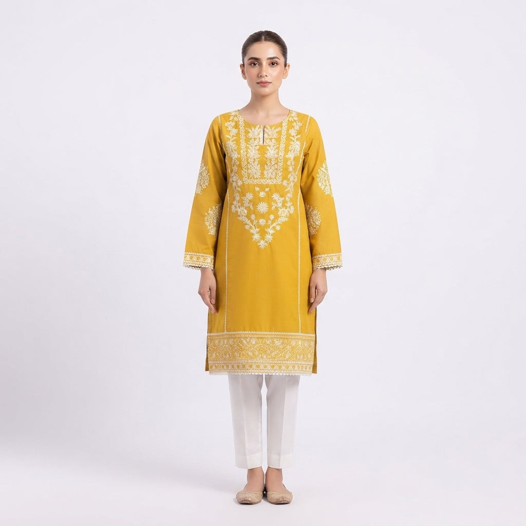 Solar Motif Scalloped Hem Festive Kurta Set (BZ-29)
