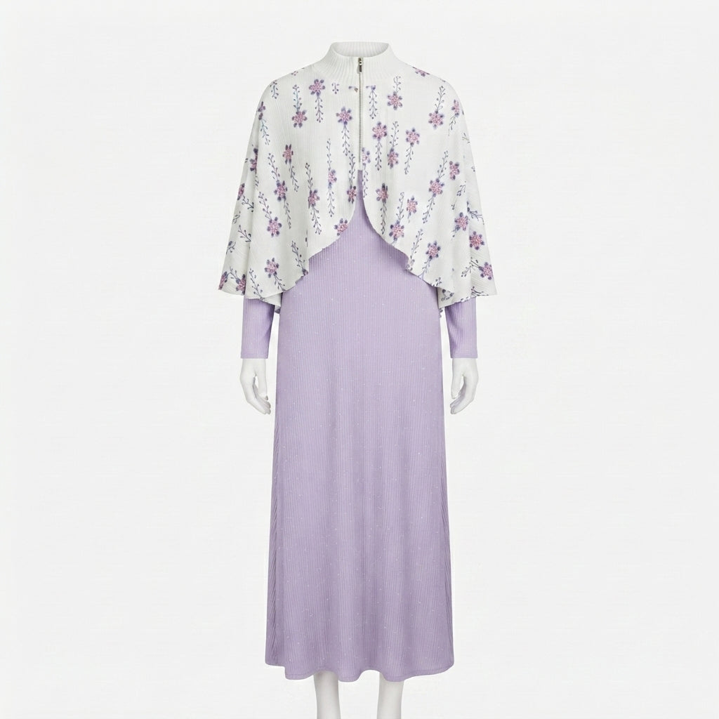 Elegant High-Neck Cape & Maxi Set (VG1690)