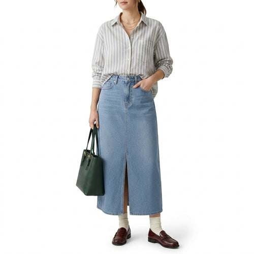 Denim Skirt Side Cut