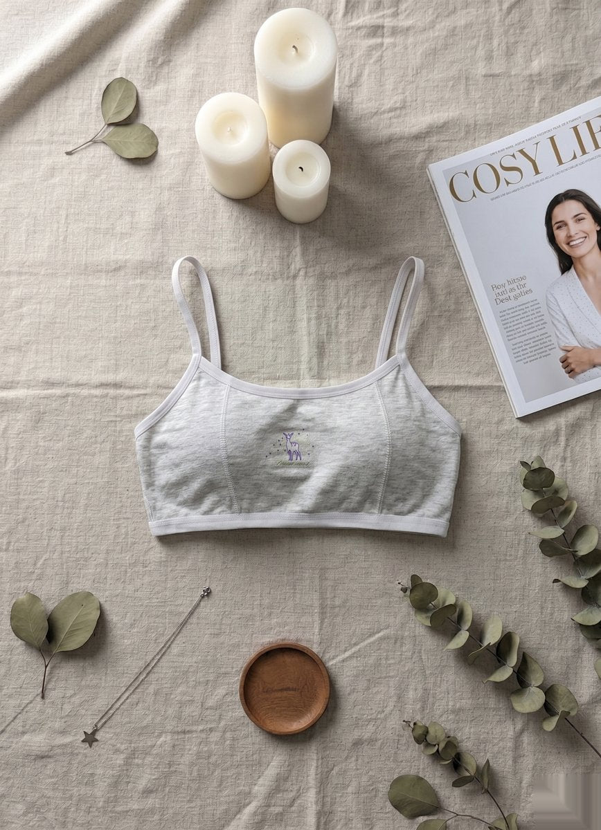 Mesh Detail Modern Bra - Gray