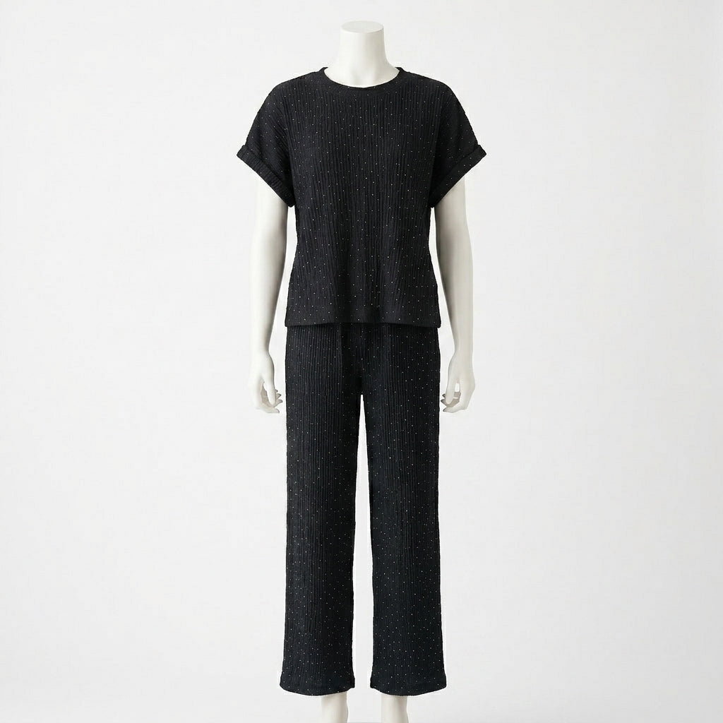 Shimmer Dot Ribbed Co-Ord (F-37)