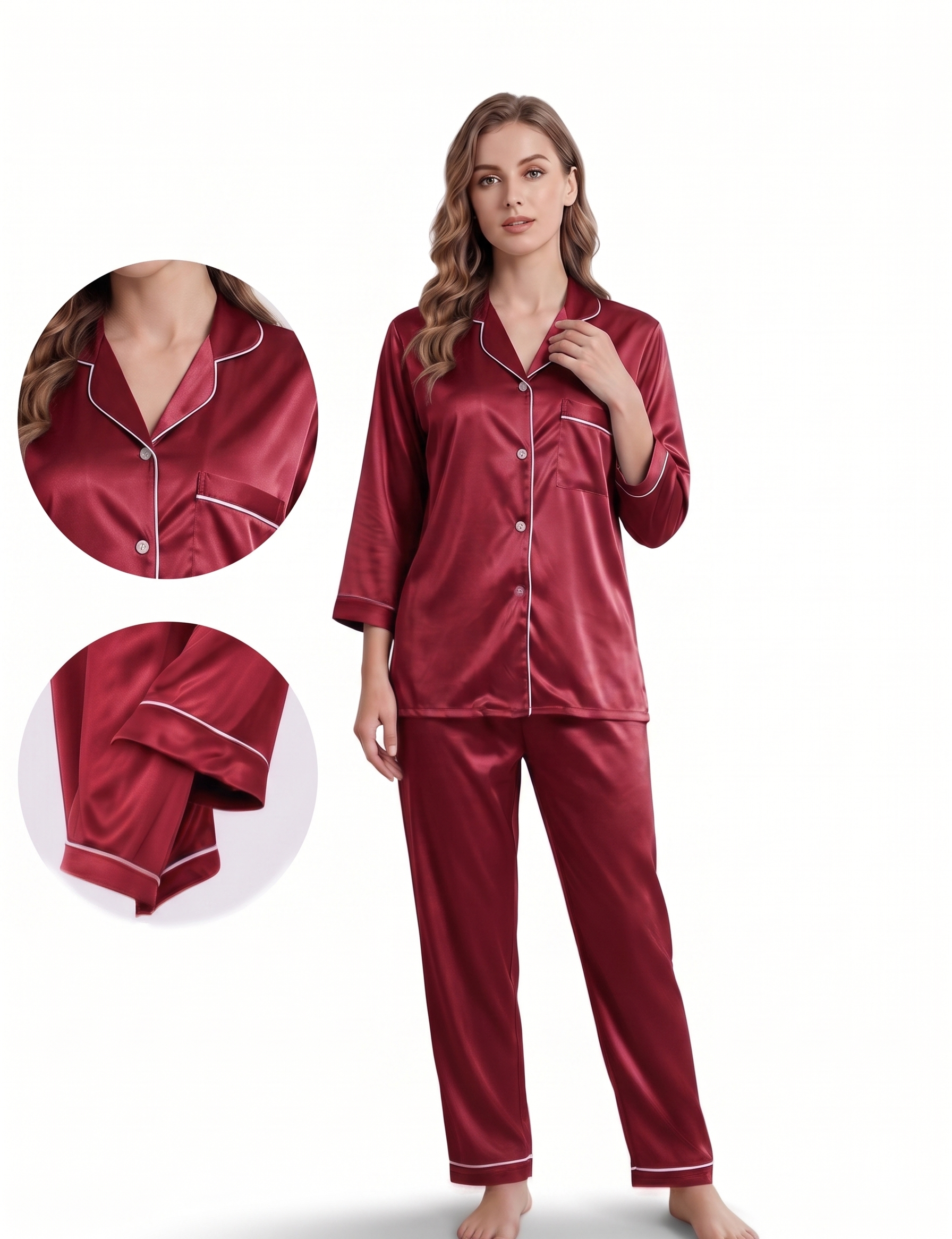 Classic Tailored Satin Pajama Set