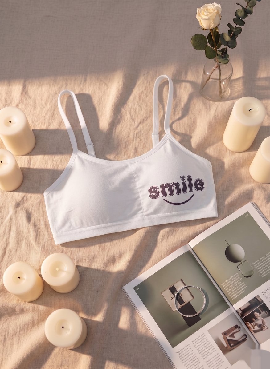 Smile Text Comfort Bra - Nude 4