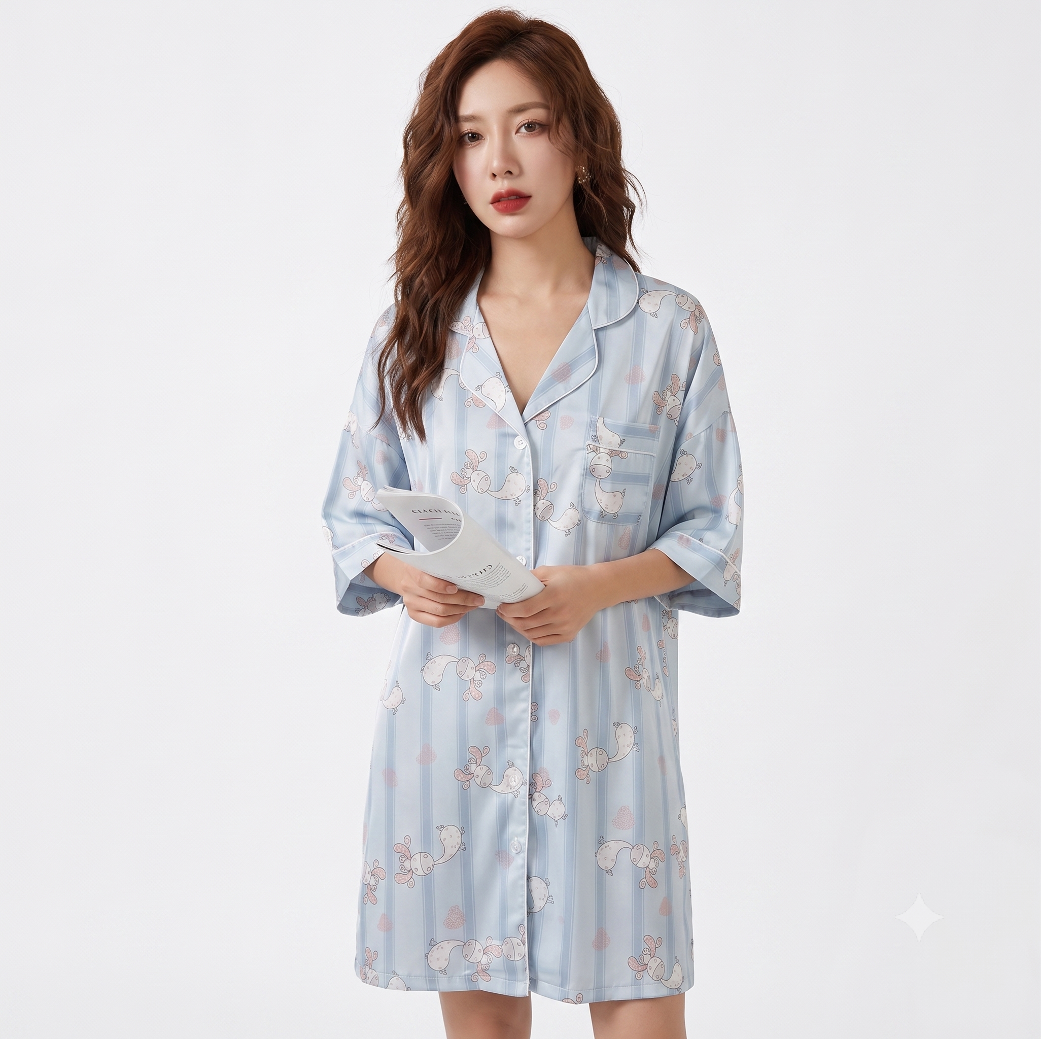 Powder Blue Giraffe Print Night Shirt