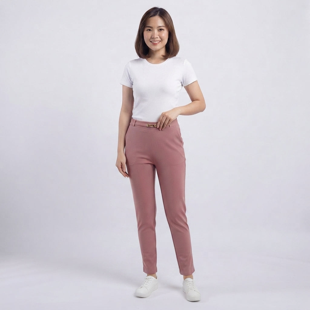 Metal Buckle Slim Pants (2061)