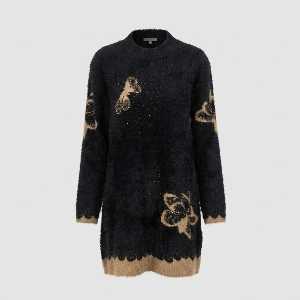 Fluffy Knit Sweater and Trousers Set (690658)