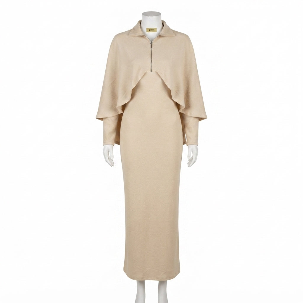 Layered Zip Collared Gown (VG-1719)