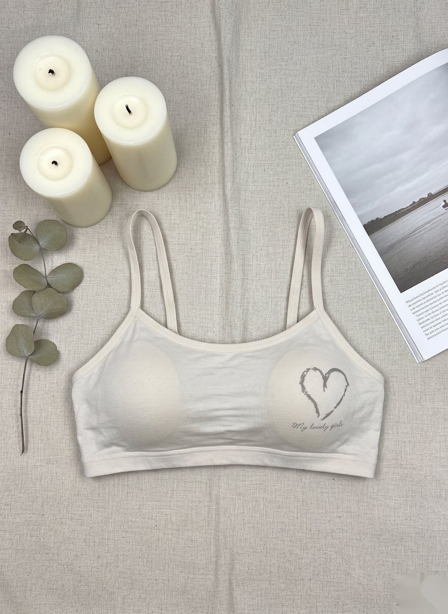Heart Accent Everyday Bra - White/Gray