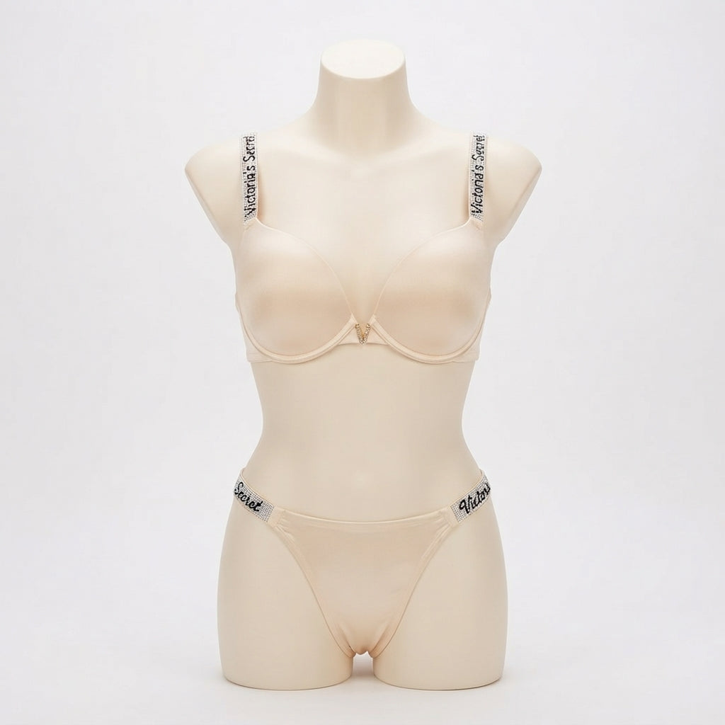Crystal Logo Band Bra and Panty Set (68-812)