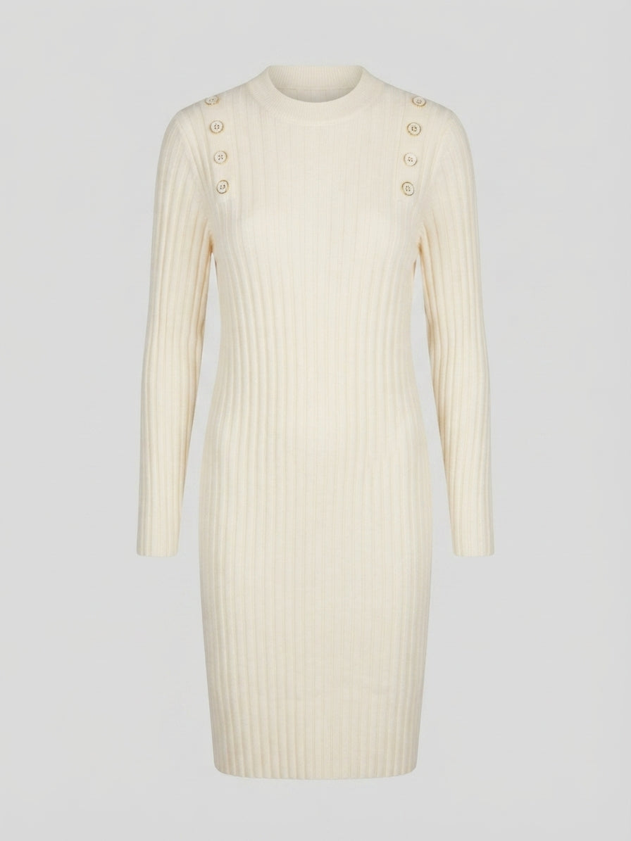 Button Detail Ribbed Midi Dress (BD-03)