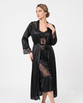 Sheer Lace-Inset Chemise & Maxi Robe Set